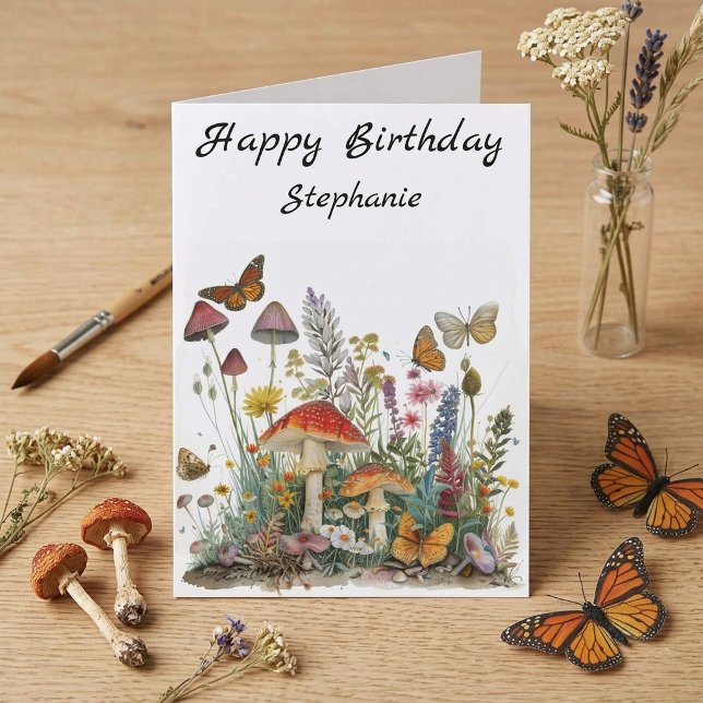 Carte Joyeux Anniversaire Fleurs de Champignon Conte de  (Créateur téléchargé)