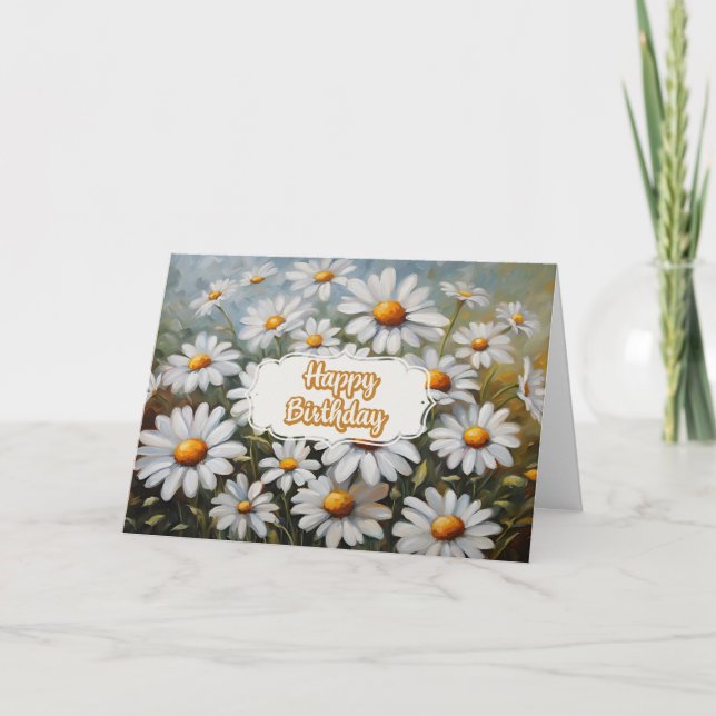 Carte Joyeux Anniversaire Fleurs de marguerite (Devant)