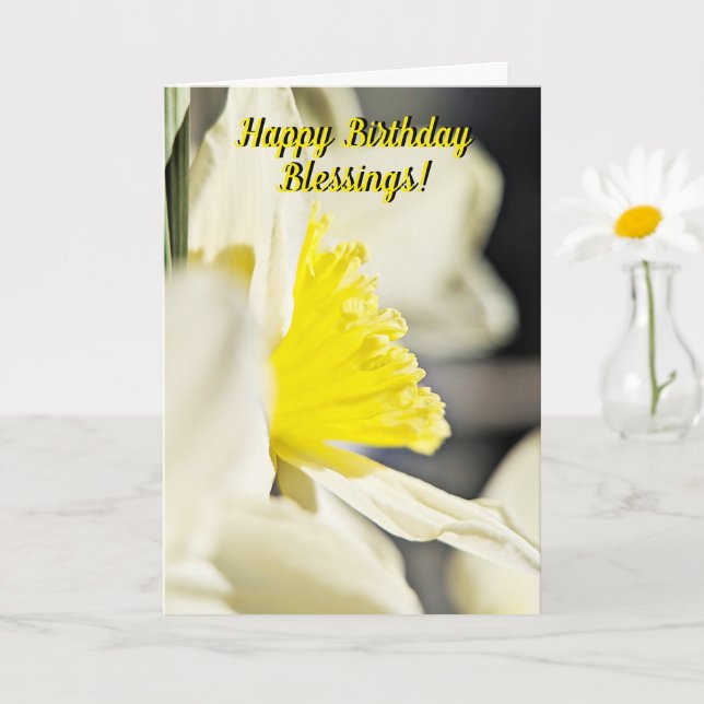 Carte Joyeux Anniversaire Fleurs de Narcisse Jaune Perso (Petite plante)
