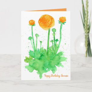 Carte Joyeux Anniversaire Fleurs Orange Personnalisé Sur