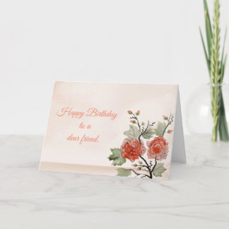 Carte Joyeux anniversaire. Fleurs orientales.