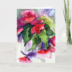 Carte joyeux anniversaire, fleurs rouges