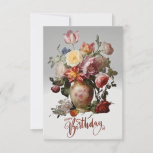 Carte Joyeux anniversaire Fleurs victoriennes dans le Va