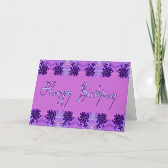 Carte Joyeux Anniversaire fleurs violettes (Devant)
