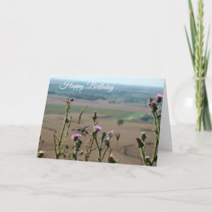 Carte Joyeux Anniversaire Fleurs violettes Pittoresque C