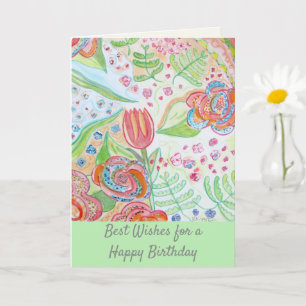 Carte Joyeux anniversaire Fleurs Whimsical