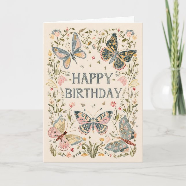 Carte Joyeux Anniversaire Floral (Devant)