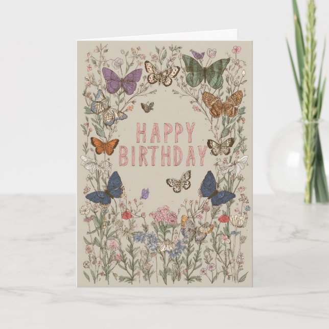 Carte Joyeux Anniversaire Floral (Devant)