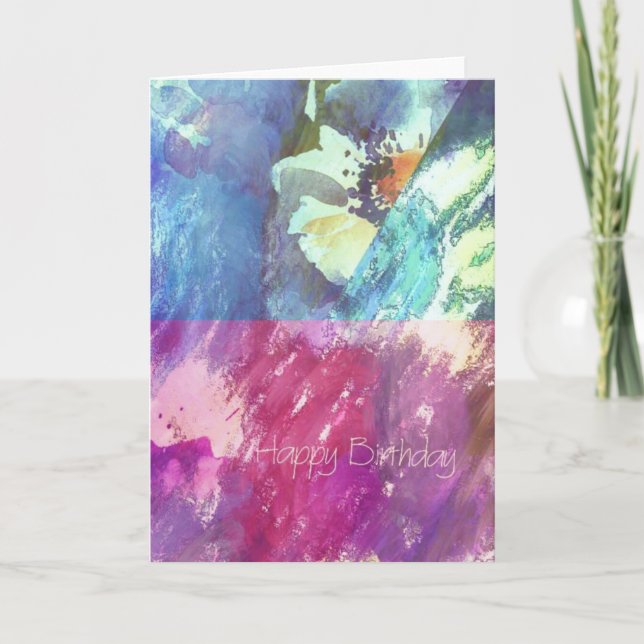 Carte Joyeux anniversaire Floral Abstrait (Devant)