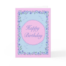 Joyeux anniversaire floral dessiné à la main rose