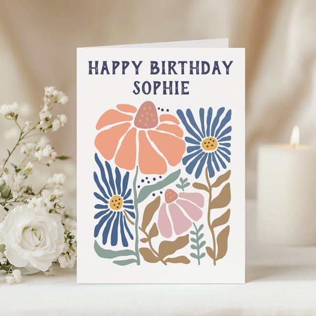 Carte Joyeux Anniversaire Floral Fantaisiste      (Créateur téléchargé)