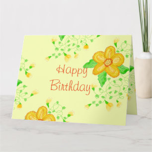Carte Joyeux anniversaire Floral Jaune