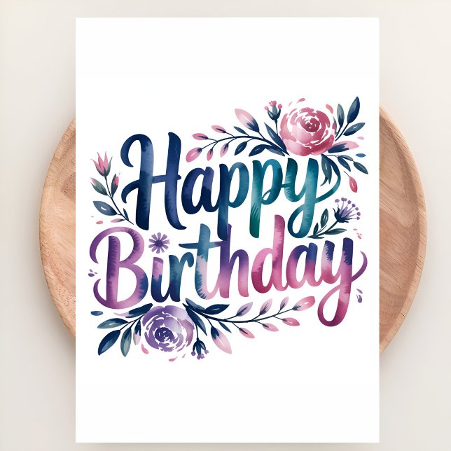 Carte Joyeux Anniversaire Floral Pastel (Créateur téléchargé)