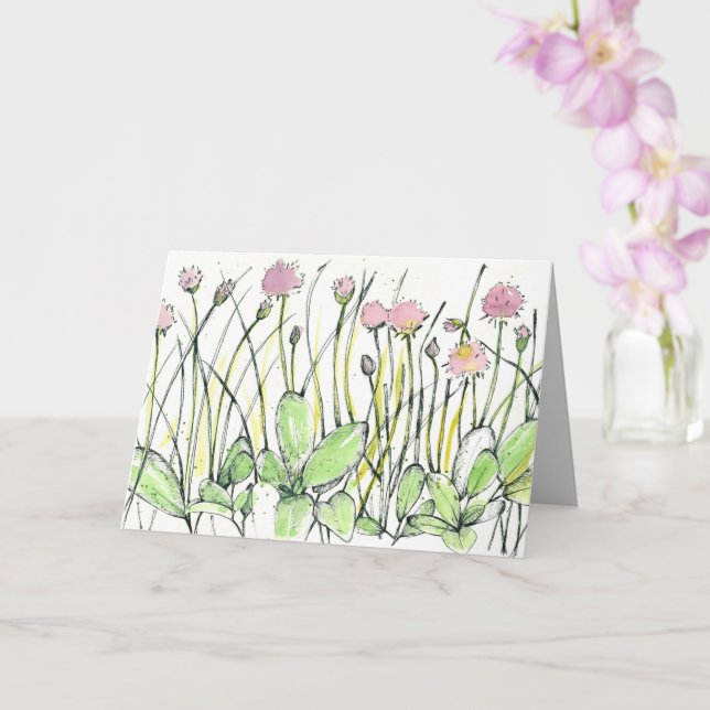 Carte Joyeux Anniversaire Flower Field Rouge Clover Ink  (Orchidée)