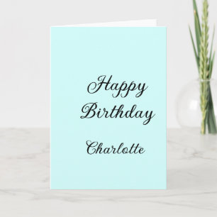 Carte Joyeux anniversaire fond bleu nom stylé élégant