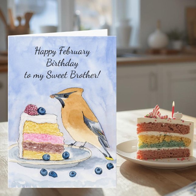 Carte Joyeux Anniversaire Frère Février Gâteau de Jaseur (Créateur téléchargé)