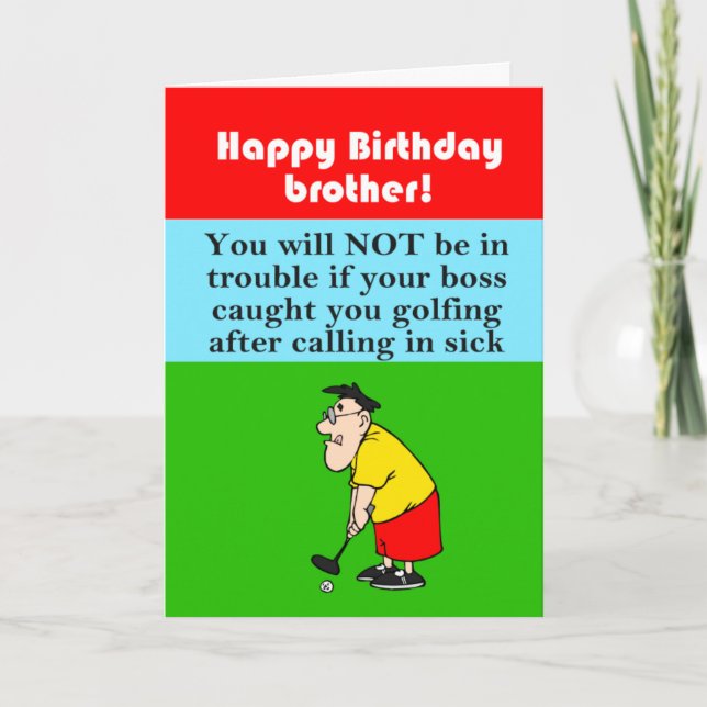 Carte Joyeux anniversaire frère golfeur et son patron (Devant)