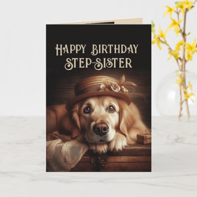 Carte Joyeux Anniversaire Fun Chien Belle-Sœur (Fleur jaune)