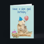 Carte Joyeux anniversaire Funny Beaver<br><div class="desc">This design created though digital art. It may be personalized in the area provide or customizing by choosing the click to customize further option and changing the name, initials or words. Donc, change le texte color and style or delete the text for an image only design. Contact me at colorflowcreations@gmail.com...</div>