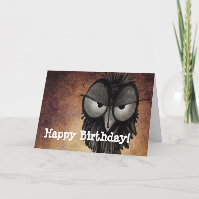 Carte Joyeux anniversaire Funny Grumpy Disgruntled Owl (Devant)