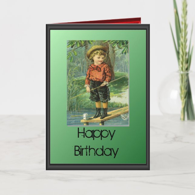 Carte Joyeux anniversaire - Garçon près de la rivière (Devant)