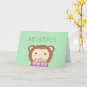 Carte Joyeux Anniversaire Garçon Singe Mignon Kawaii et 
