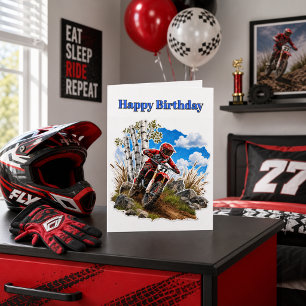 Carte Joyeux Anniversaire Garçons Vélo Cross Moto Motocr