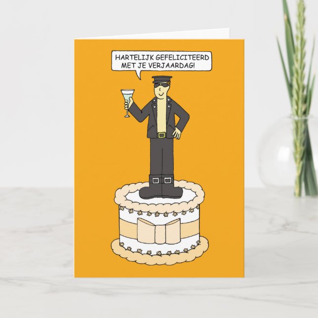 Carte Joyeux anniversaire Gay Dutch Man on Cake Cartoon (Devant)