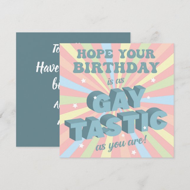 Carte Joyeux Anniversaire Gay Tastic (Devant / Derrière)