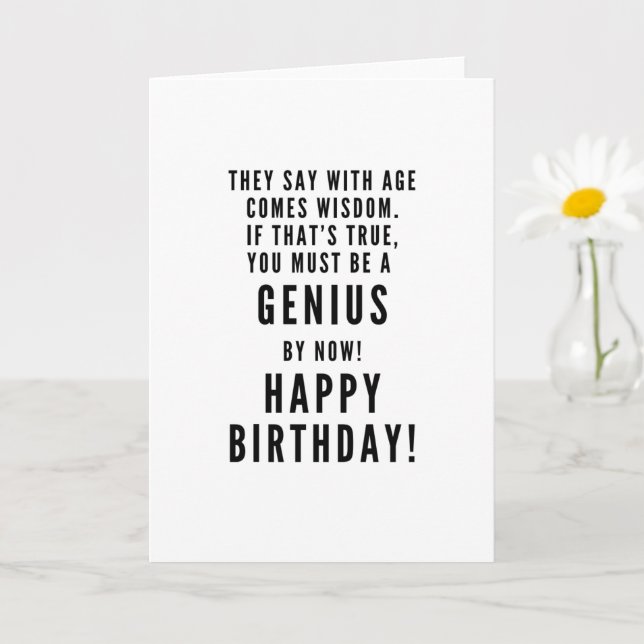 Carte Joyeux anniversaire GENIUS sarcastique drôle (Petite plante)