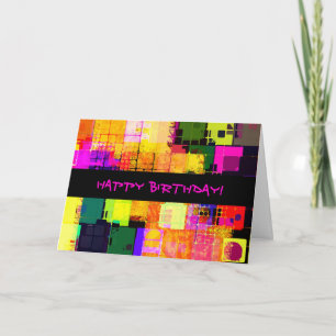 Carte Joyeux anniversaire géométrique carré