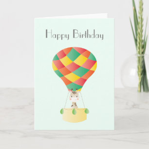 Carte Joyeux Anniversaire Giraffe Hot Air Balloon