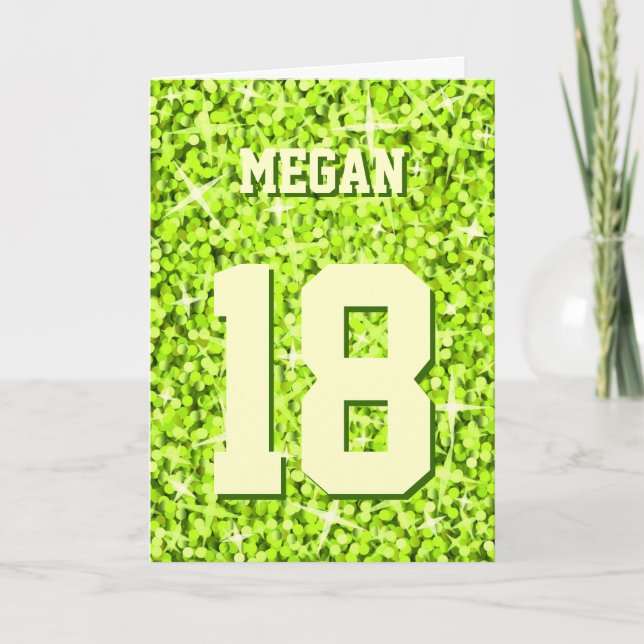 Carte "Joyeux anniversaire" Glitz Lime 'Nom et âge (Devant)