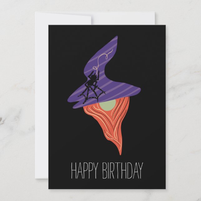 Carte Joyeux Anniversaire Gnome Halloween Mignon Araigné (Devant)
