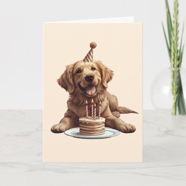 Carte Joyeux Anniversaire Golden Retriever Chien (Devant)