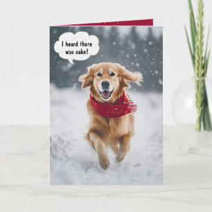 Carte Joyeux Anniversaire Golden Retriever En Neige