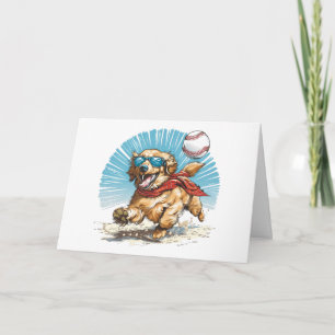 Carte Joyeux Anniversaire Golden Retriever Jouant Au Bas