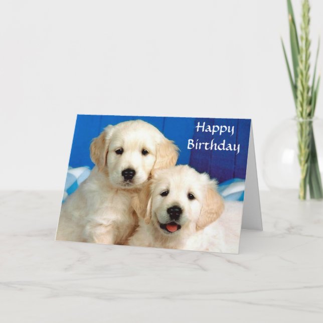 Carte Joyeux Anniversaire Golden Retriever Puppy Card (Devant)