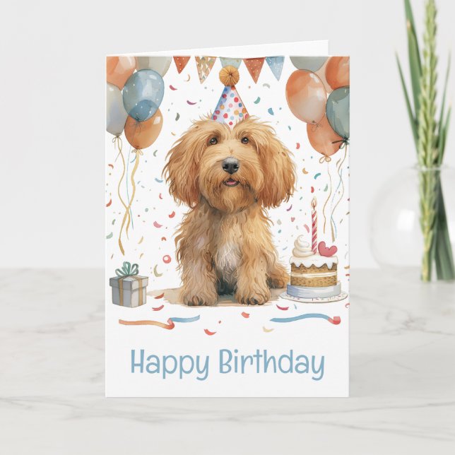 Carte Joyeux Anniversaire Goldendoodle Chien (Devant)