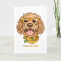 Joyeux Anniversaire Goldendoodle Chien Lunettes de