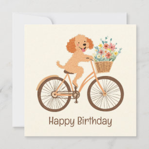 Carte Joyeux Anniversaire Goldendoodle Chien Printemps V