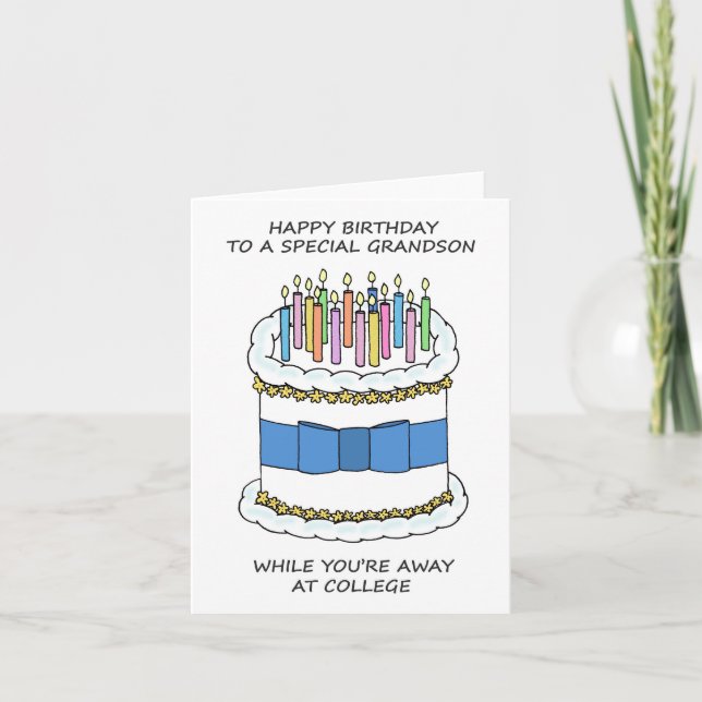 Carte Joyeux anniversaire, grand-fils à l'université (Devant)
