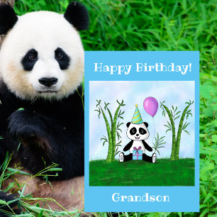 Carte Joyeux anniversaire Grand-fils Panda Party