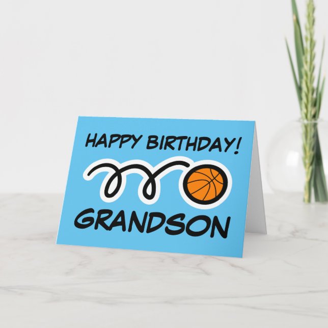 Carte Joyeux anniversaire Grand-fils sport de basket-bal (Devant)