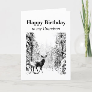 Carte Joyeux Anniversaire Grand-fils Stag Vintage, Cerf