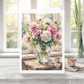 Carte Joyeux anniversaire grand-mère ! Floral de pivoine