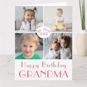 Carte Joyeux anniversaire grand-mère photo collage grand
