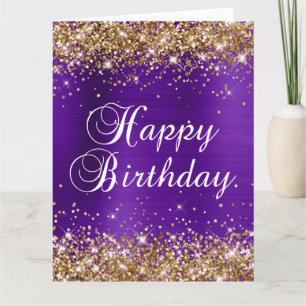 Carte Joyeux Anniversaire Grand Paillettes Or Indigo Vio