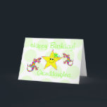 Carte Joyeux anniversaire Granddaughter<br><div class="desc">C'est Rainbow salamander ! Sidney is a fun fanciful rendition design. Amusing birthday card for the kids star and bright flowers add a special touch for girls. To personalize this card add name to front and inside verse may be modifiée in template. Original et design by Anura Design Studio 2009....</div>