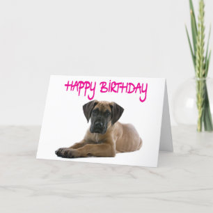 Carte Joyeux Anniversaire Grande Dane Puppy Dog Card - V